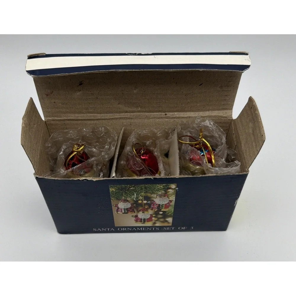 Santa Ornaments Holiday Christmas Set Of 3